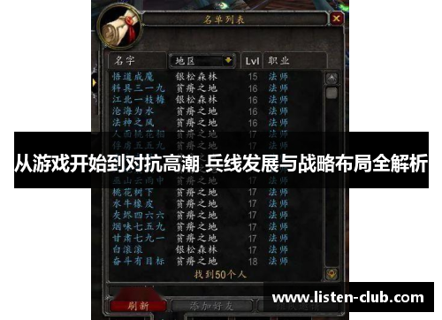从游戏开始到对抗高潮 兵线发展与战略布局全解析